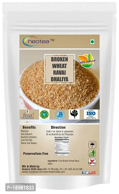 Neotea Organic Daliya Broken Wheat Rawa, Godhuma Rava 500 gm-thumb0