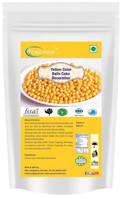 Yellow Color Balls for Cake Decoration, 200G