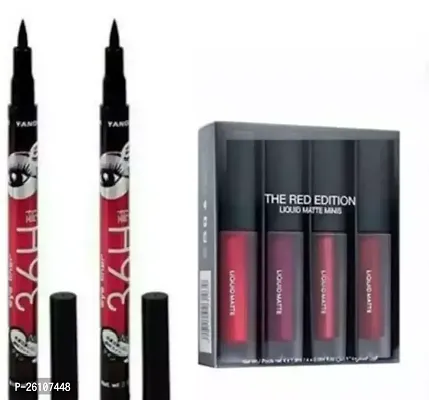 36 H Waterproof Liquid Eyeliner And Mini Matte Liquid Lipstick Red Edition-2 Items In The Set