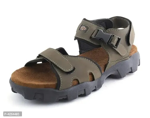 Olive Nubuck Sandals For Men-thumb0