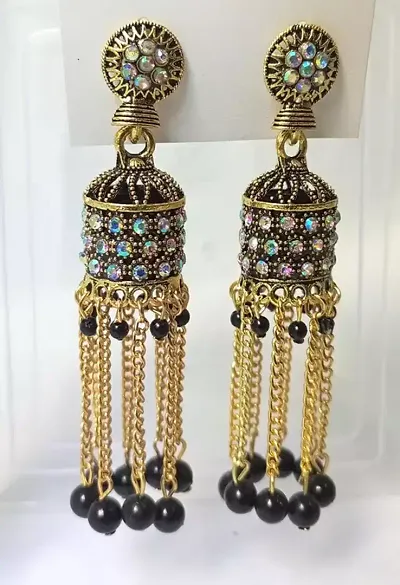 Alloy Beads Jhumkas Earrings For Women