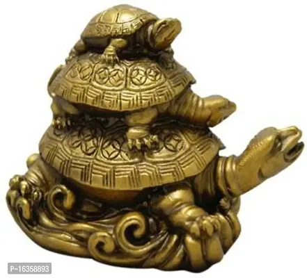 Vaastu Art Vaastu Fengshui 3 Tier Tortoise For Longevity, Love And Harmony Of Family Decorative Showpiece - 10 Cm (Polyresin, Brown)-thumb0