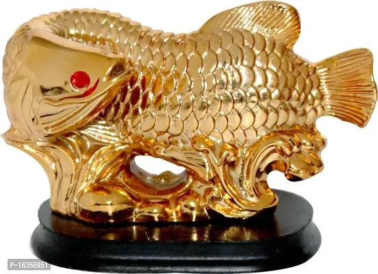 Vaastu Art Feng Shui Vaastu Arowana Band Fish For Wealth And Prosperity Decorative Showpiece - 7 Cm (Polyresin, Gold)-thumb0