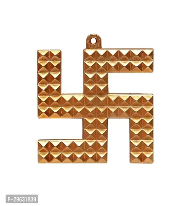 astdhatu Small Swastik Pyramid Decorative Showpiece - 6 Cm  (iron, Gold)-thumb0