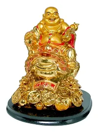 Laughing Buddha Sitting On Money Frog For Happiness, Wealth And Goodluck Decorative Showpiece-thumb1