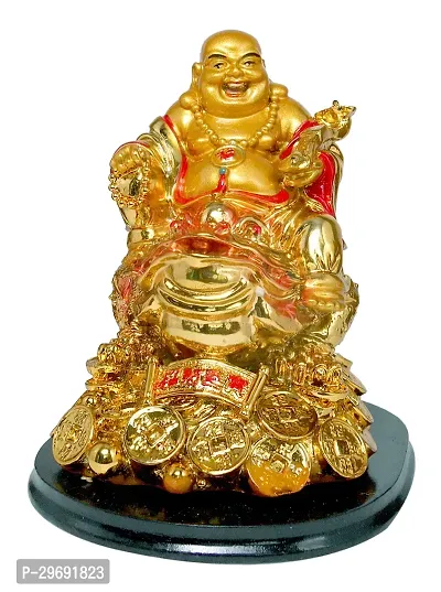 Laughing Buddha Sitting On Money Frog For Happiness, Wealth And Goodluck Decorative Showpiece-thumb2