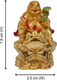 Small Laughing Buddha Sitting On Money Frog For Happiness, Wealth  Goodluck  Decorative Showpiece-thumb3