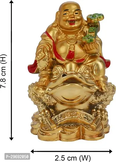 Small Laughing Buddha Sitting On Money Frog For Happiness, Wealth  Goodluck  Decorative Showpiece-thumb4