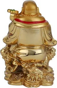 Small Laughing Buddha Sitting On Money Frog For Happiness, Wealth  Goodluck  Decorative Showpiece-thumb1