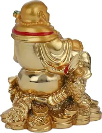 Small Laughing Buddha Sitting On Money Frog For Happiness, Wealth  Goodluck  Decorative Showpiece-thumb2