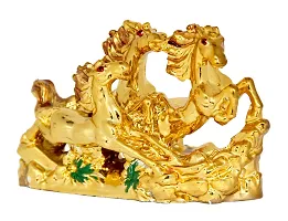 Golden Three Running Horses For Victory Decorative Showpiece - 10 cm-thumb1