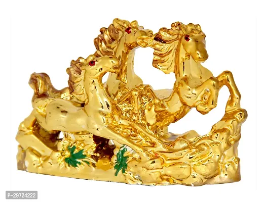 Golden Three Running Horses For Victory Decorative Showpiece - 10 cm-thumb2