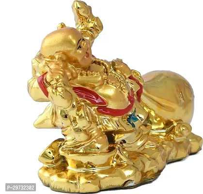 Laughing Buddha with Money Ingot for Health , Wealth and Good Luck Decorative Showpiece - 8 Cm-thumb4