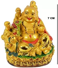 Laughing Buddha with 5 Children for Health , Wealth, Happiness  Good Luck Decorative Showpiece - 7 Cm-thumb1