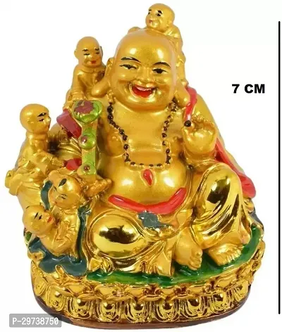 Laughing Buddha with 5 Children for Health , Wealth, Happiness  Good Luck Decorative Showpiece - 7 Cm-thumb2