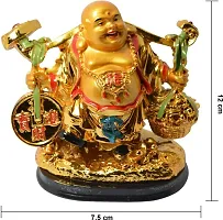 Laughing Buddha Holding Wealth Coin and Ingots for Attracting Money Prosperity Financial Luck Decorative Showpiece-thumb2