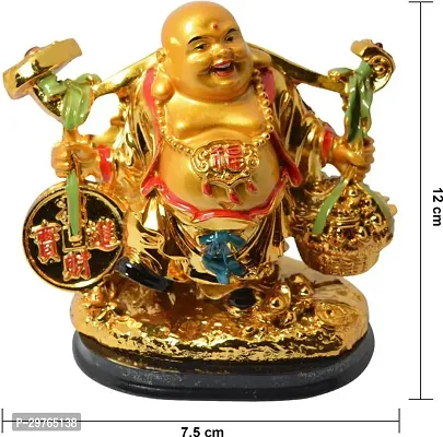 Laughing Buddha Holding Wealth Coin and Ingots for Attracting Money Prosperity Financial Luck Decorative Showpiece-thumb3