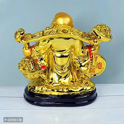 Laughing Buddha Holding Wealth Coin and Ingots for Attracting Money Prosperity Financial Luck Decorative Showpiece-thumb2