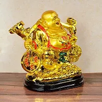 Laughing Buddha Holding Wealth Coin and Ingots for Attracting Money Prosperity Financial Luck Decorative Showpiece-thumb3