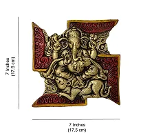 Metal Swastik Ganesh Home Wall Hanging for Prosperity Decorative Showpiece - 16 cm-thumb1