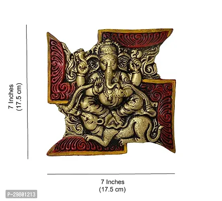 Metal Swastik Ganesh Home Wall Hanging for Prosperity Decorative Showpiece - 16 cm-thumb2