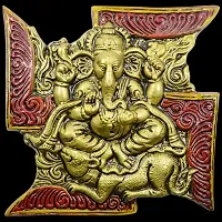 Metal Swastik Ganesh Home Wall Hanging for Prosperity Decorative Showpiece - 16 cm-thumb2