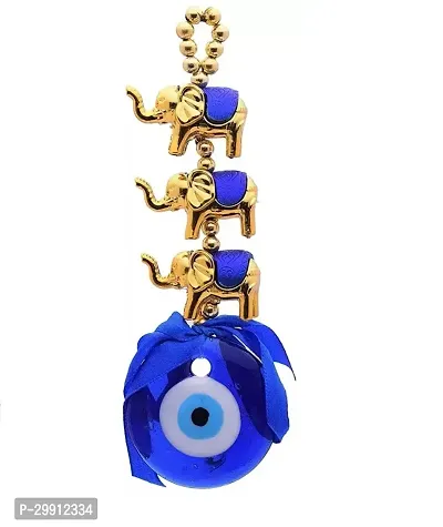 3 Elephant Evil Eye Protection (Nazar Battu) Car  Door Hanging Decorative Showpiece - 15 cm