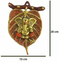 New Design Lord Ganesha on Pipal Leaf Wall Hanging Decorative Showpiece - 20 Cm-thumb2