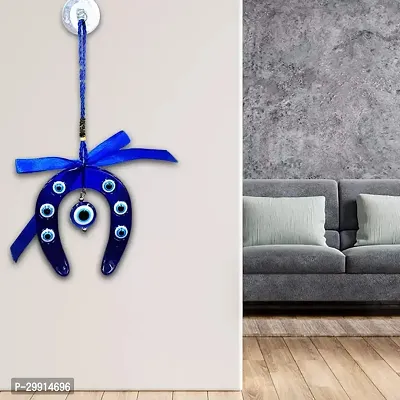 Horse Shoe Evil Eye Nazar Battu Wall Decorative Showpiece - 19 cm-thumb0