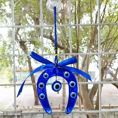 Horse Shoe Evil Eye Nazar Battu Wall Decorative Showpiece - 19 cm-thumb3