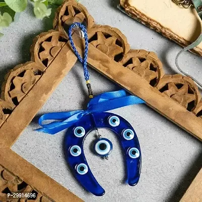 Horse Shoe Evil Eye Nazar Battu Wall Decorative Showpiece - 19 cm-thumb2