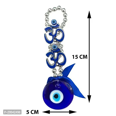 Vastu Fengshui Evil Eye Hanging 2 OM Nazar Suraksha Kavach with Crystal Eye Ball - 15 cm-thumb4