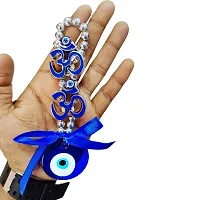 Vastu Fengshui Evil Eye Hanging 2 OM Nazar Suraksha Kavach with Crystal Eye Ball - 15 cm-thumb1