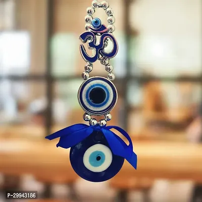 Vastu Fengshui Blue Evil Eye OM Design with Pendant Lucky OM Hanging Ornament - 15 cm