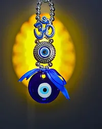 Vastu Fengshui Blue Evil Eye OM Design with Pendant Lucky OM Hanging Ornament - 15 cm-thumb2