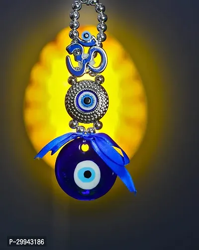 Vastu Fengshui Blue Evil Eye OM Design with Pendant Lucky OM Hanging Ornament - 15 cm-thumb3