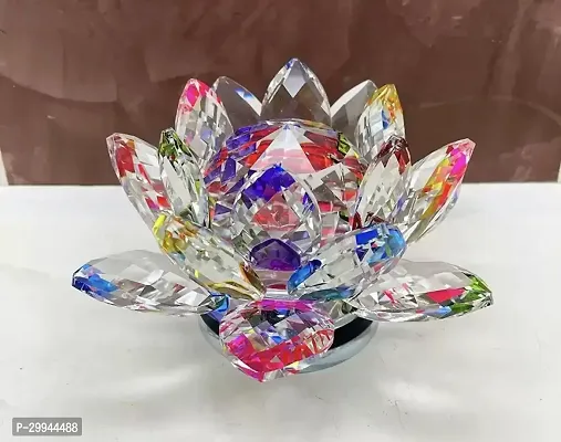 Vastu Fengshui Rotating Crystal Lotus, Transparent Flower For Positive Energy - 8 cm  (Crystal, Multicolor)-thumb0