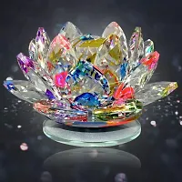 Vastu Fengshui Rotating Crystal Lotus, Transparent Flower For Positive Energy - 8 cm  (Crystal, Multicolor)-thumb3