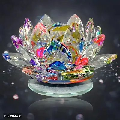 Vastu Fengshui Rotating Crystal Lotus, Transparent Flower For Positive Energy - 8 cm  (Crystal, Multicolor)-thumb4