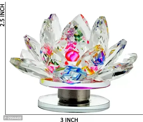 Vastu Fengshui Rotating Crystal Lotus, Transparent Flower For Positive Energy - 8 cm  (Crystal, Multicolor)-thumb3