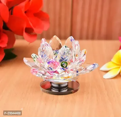 Vastu Fengshui Rotating Crystal Lotus, Transparent Flower For Positive Energy - 8 cm  (Crystal, Multicolor)-thumb5