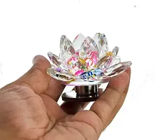 Vastu Fengshui Rotating Crystal Lotus, Transparent Flower For Positive Energy - 8 cm  (Crystal, Multicolor)-thumb1