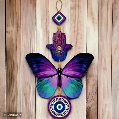 Vastu Fengshui Butterfly Evil Eye Wall Hanging - 24 cm  (Wood, Multicolor)-thumb0