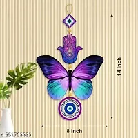 Vastu Fengshui Butterfly Evil Eye Wall Hanging - 24 cm  (Wood, Multicolor)-thumb3