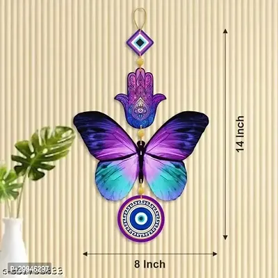 Vastu Fengshui Butterfly Evil Eye Wall Hanging - 24 cm  (Wood, Multicolor)-thumb4