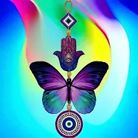 Vastu Fengshui Butterfly Evil Eye Wall Hanging - 24 cm  (Wood, Multicolor)-thumb1