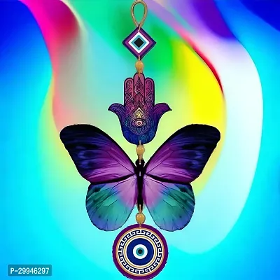 Vastu Fengshui Butterfly Evil Eye Wall Hanging - 24 cm  (Wood, Multicolor)-thumb2