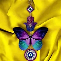 Vastu Fengshui Butterfly Evil Eye Wall Hanging - 24 cm  (Wood, Multicolor)-thumb2