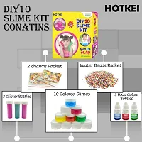 HOTKEI (10 Slime kit) Multicolor Fruit Scented DIY Magic Toy Slimy Slime Clay Gel Jelly Putty Set kit Toys for Boys Girls Kids Slime with Glitter| Charms | Beads Set-thumb3