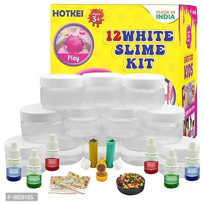 HOTKEI (12 Clear Slime kit) DIY Transparent Scented Slimy Slime Gel Jelly Set Kit Air Dry Magical Crystal Clay Putty Toy Kit for Girls Boys Kids Slime with Glitter| Charms | Star | Beads Set